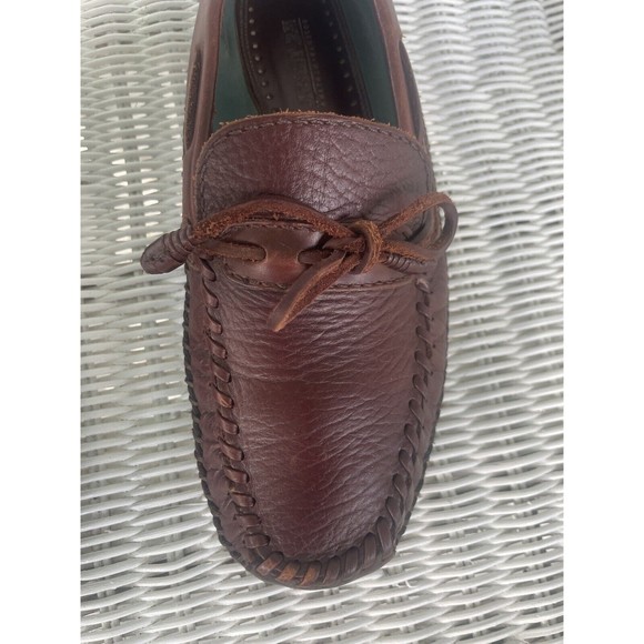 H S Trask Bozeman Montana Brown Leather Drivers Loafers Mens Size 8 1/2D - Picture 2 of 13